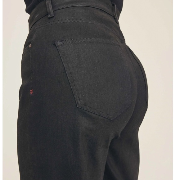 Warp + Weft NCE Nice Cote Wide Leg Jeans Noir Wax Coated Black Size 25P NWT - Picture 4 of 15